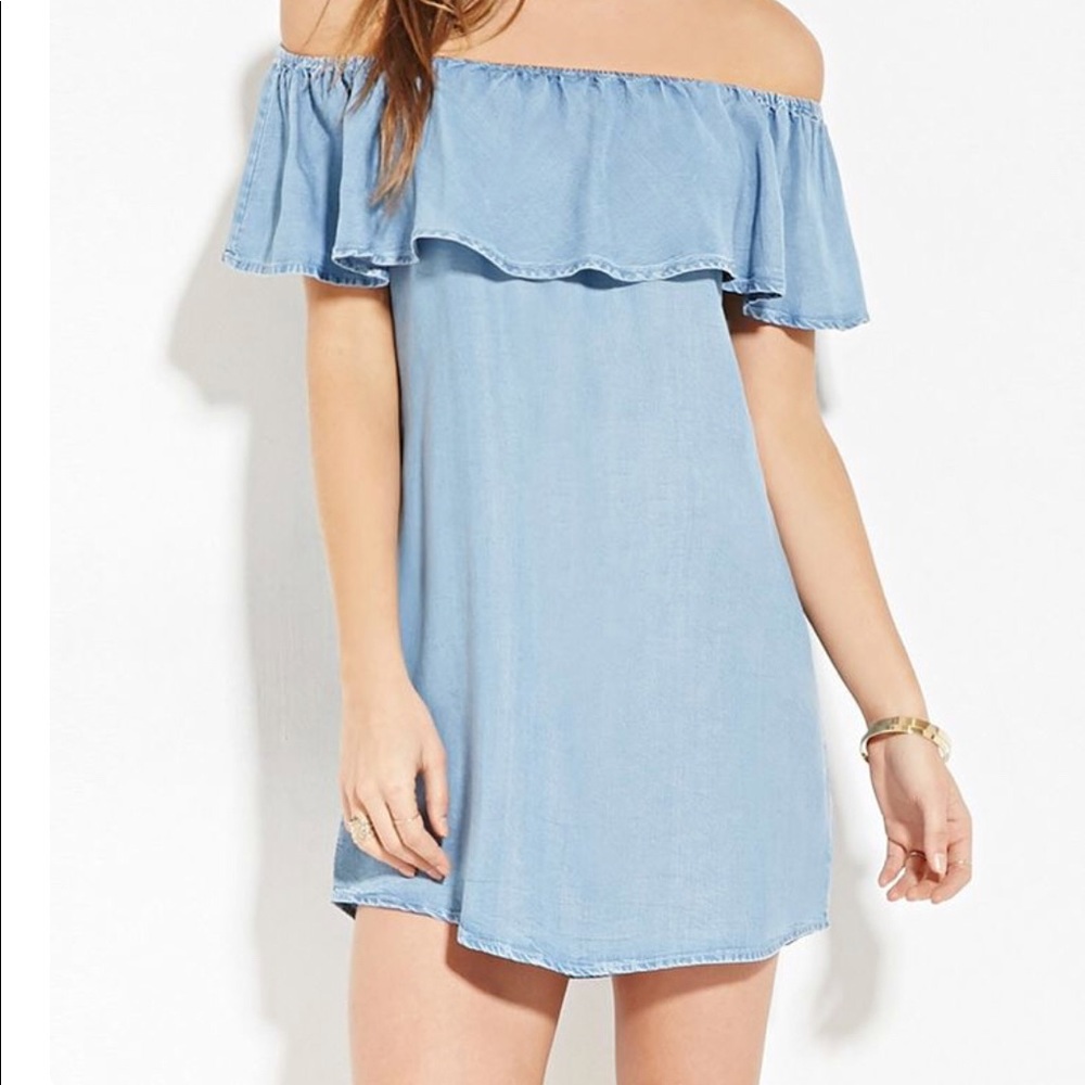 Denim off the shoulder dress